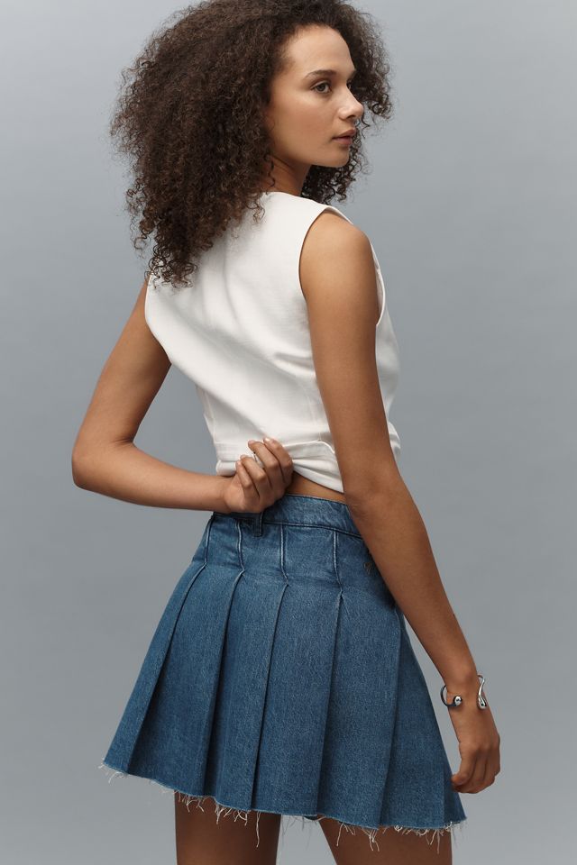 Pilcro Slant-Pleated Denim Skort #2