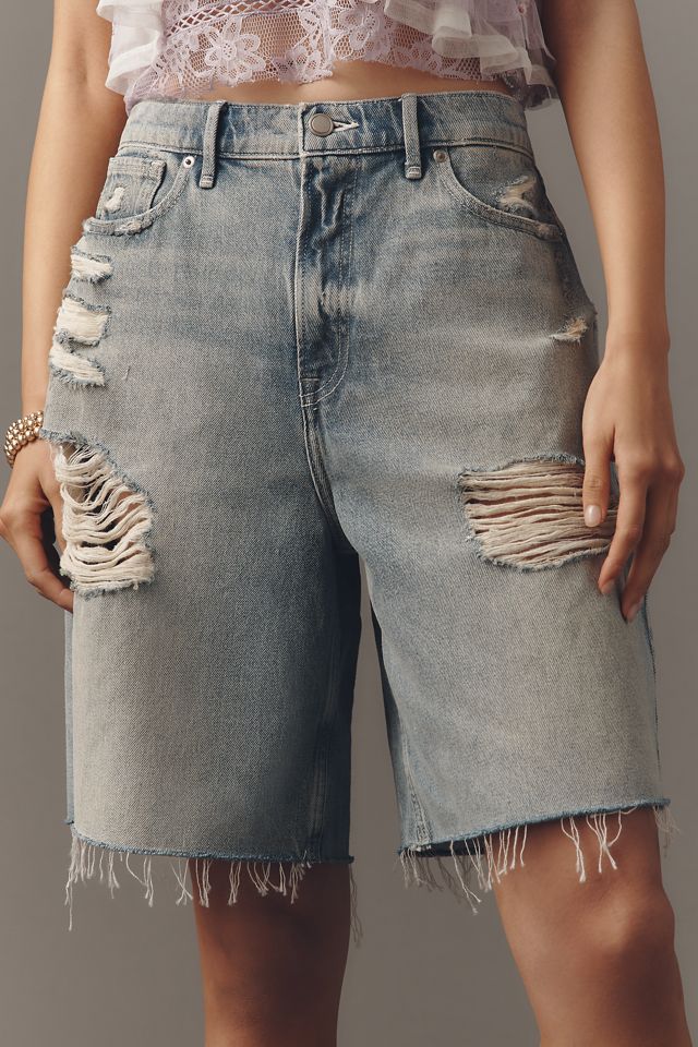 Good American Good Extreme Barrel Mid-Rise Denim Shorts #1