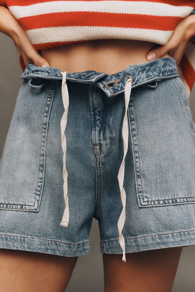 Good American Lite Linen Denim Shorts #1