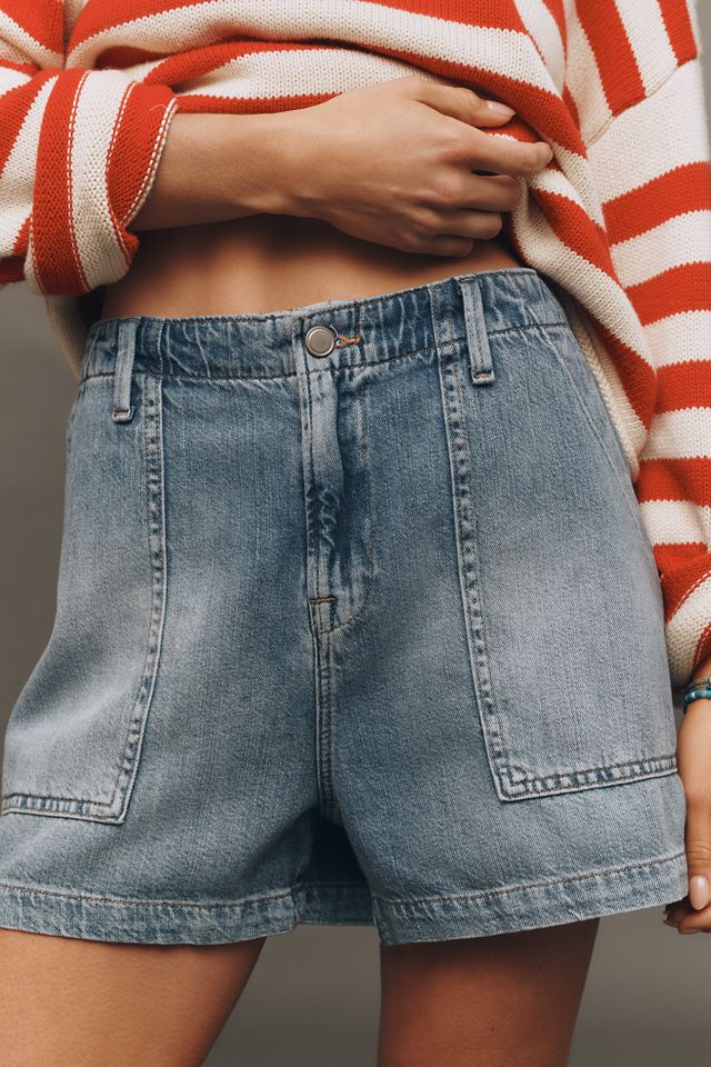Good American Lite Linen Denim Shorts #4