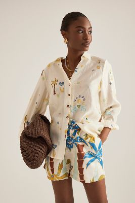 Palm Elissa Shorts en Mélange de Lin en Beige, taille: Uk 6 chez Anthropologie - Never Fully Dressed - Modalova