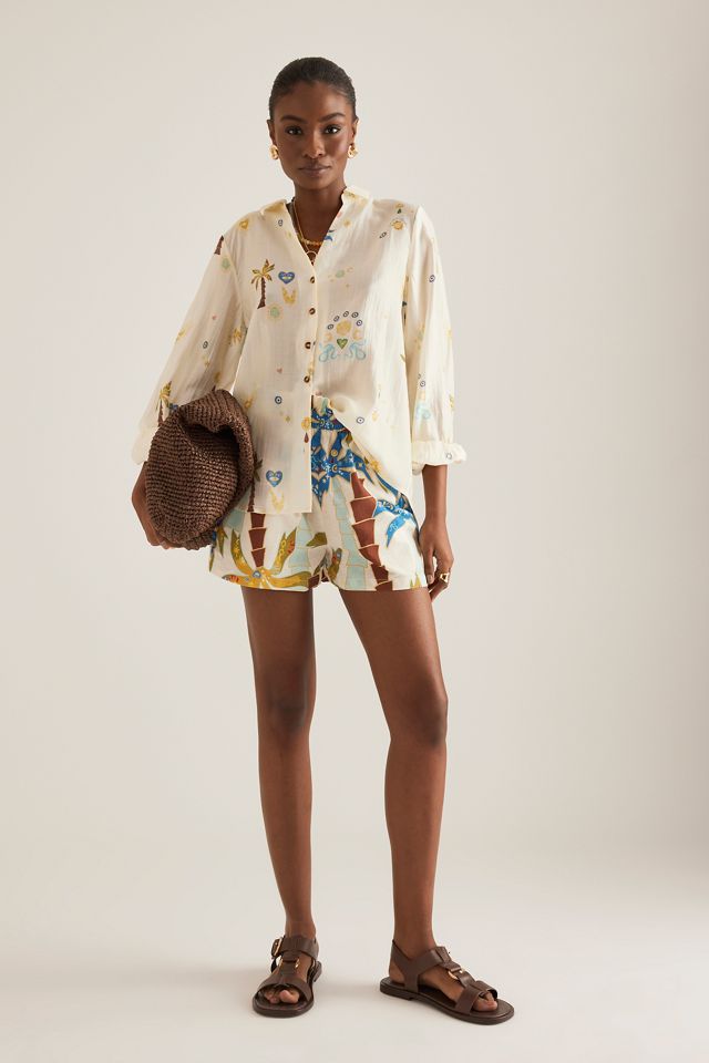 Never Fully Dressed Palm Elissa Linen-Blend Shorts #3
