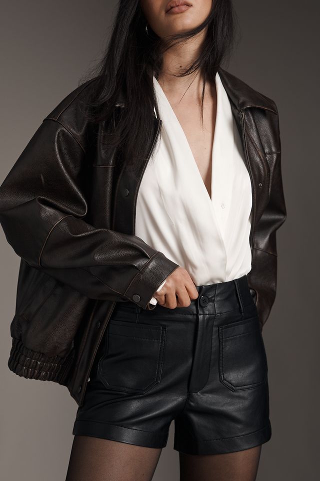 The Colette Faux Leather Shorts by Maeve #2