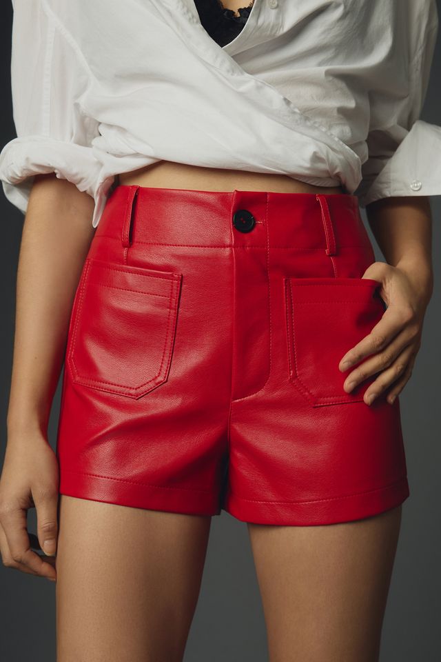 Maeve Colette Faux-Leather High-Rise Shorts #1