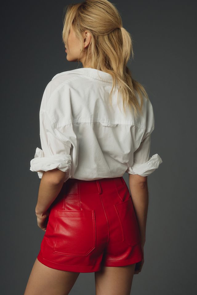 Maeve Colette Faux-Leather High-Rise Shorts #2