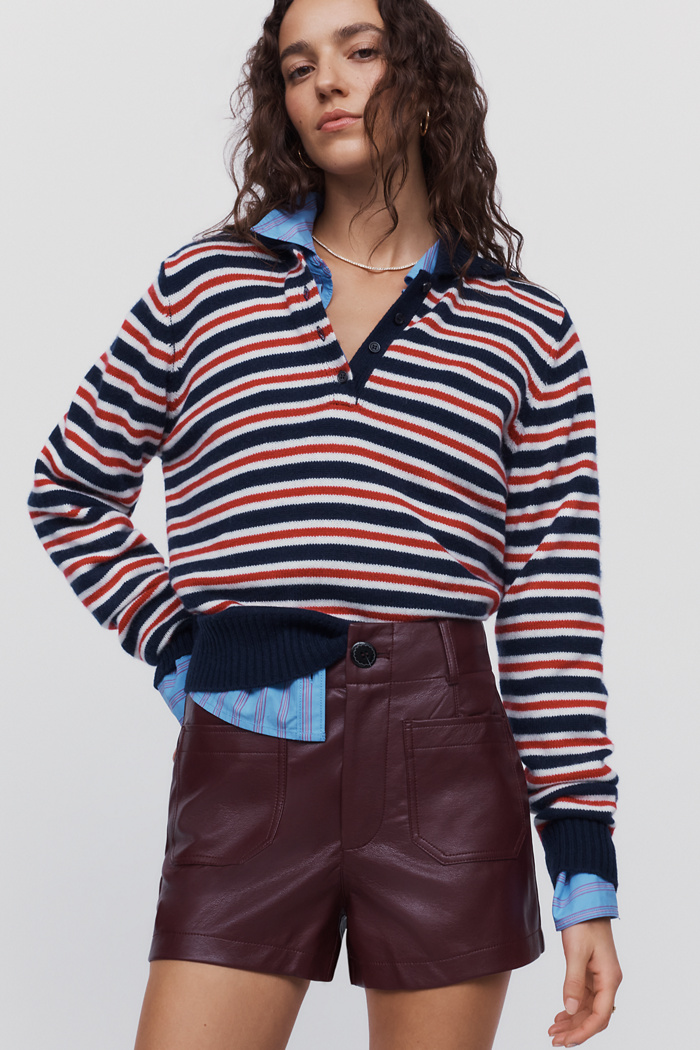 Maeve Colette Faux Leather High Rise Shorts