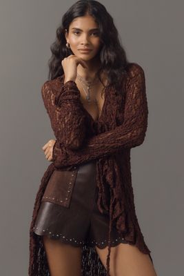 By Anthropologie Studded Faux Leather Shorts