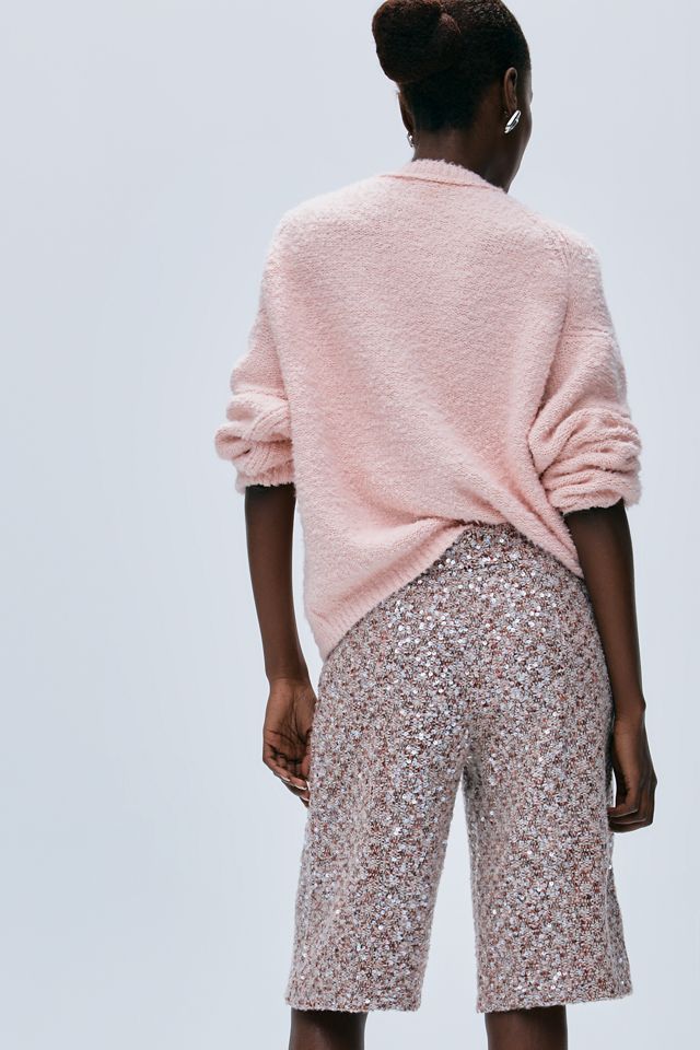 Maeve Wool Blend Sparkle Tweed Shorts #3