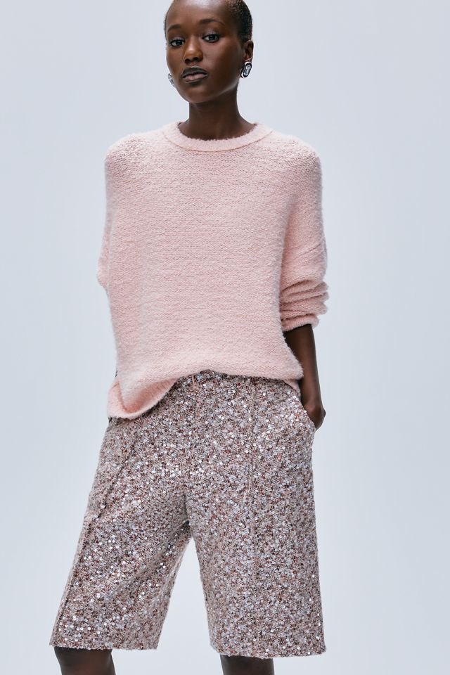 Maeve Wool Blend Sparkle Tweed Shorts #5