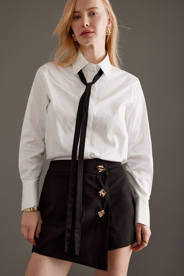 By Anthropologie Gold-Knopf-Skort #1