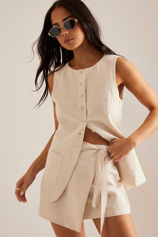 By Anthropologie Falda Pantalón de Mezcla de Lino con Cierre Envolvente #3