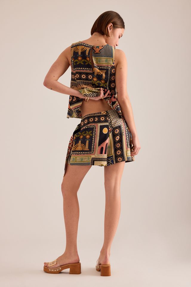 By Anthropologie Linen-Blend Printed Skort  #2