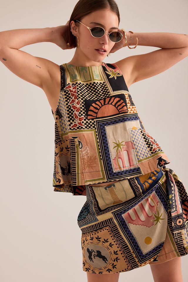By Anthropologie Linen-Blend Printed Skort  #4