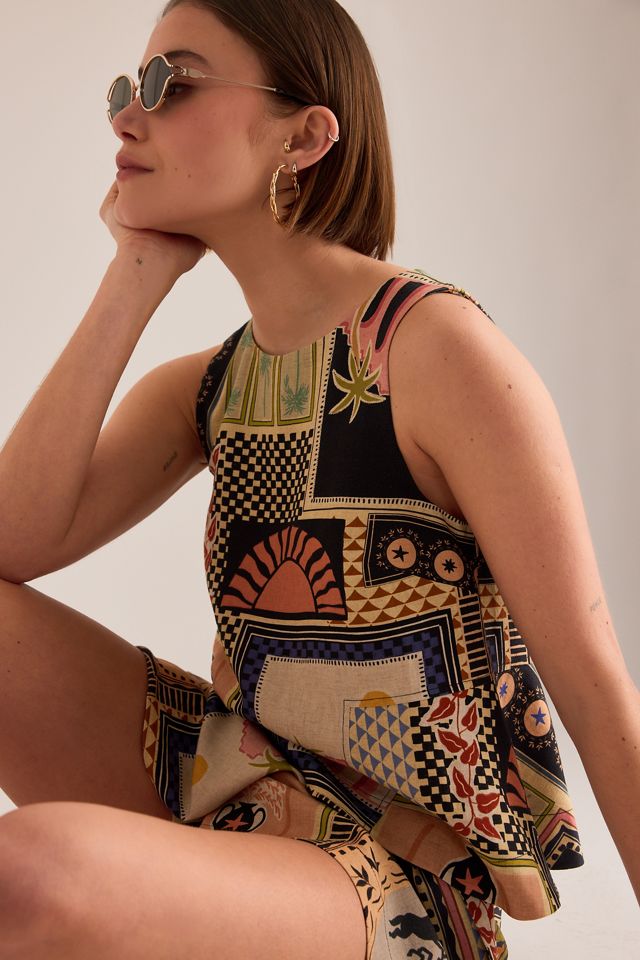 By Anthropologie Linen-Blend Printed Skort  #5