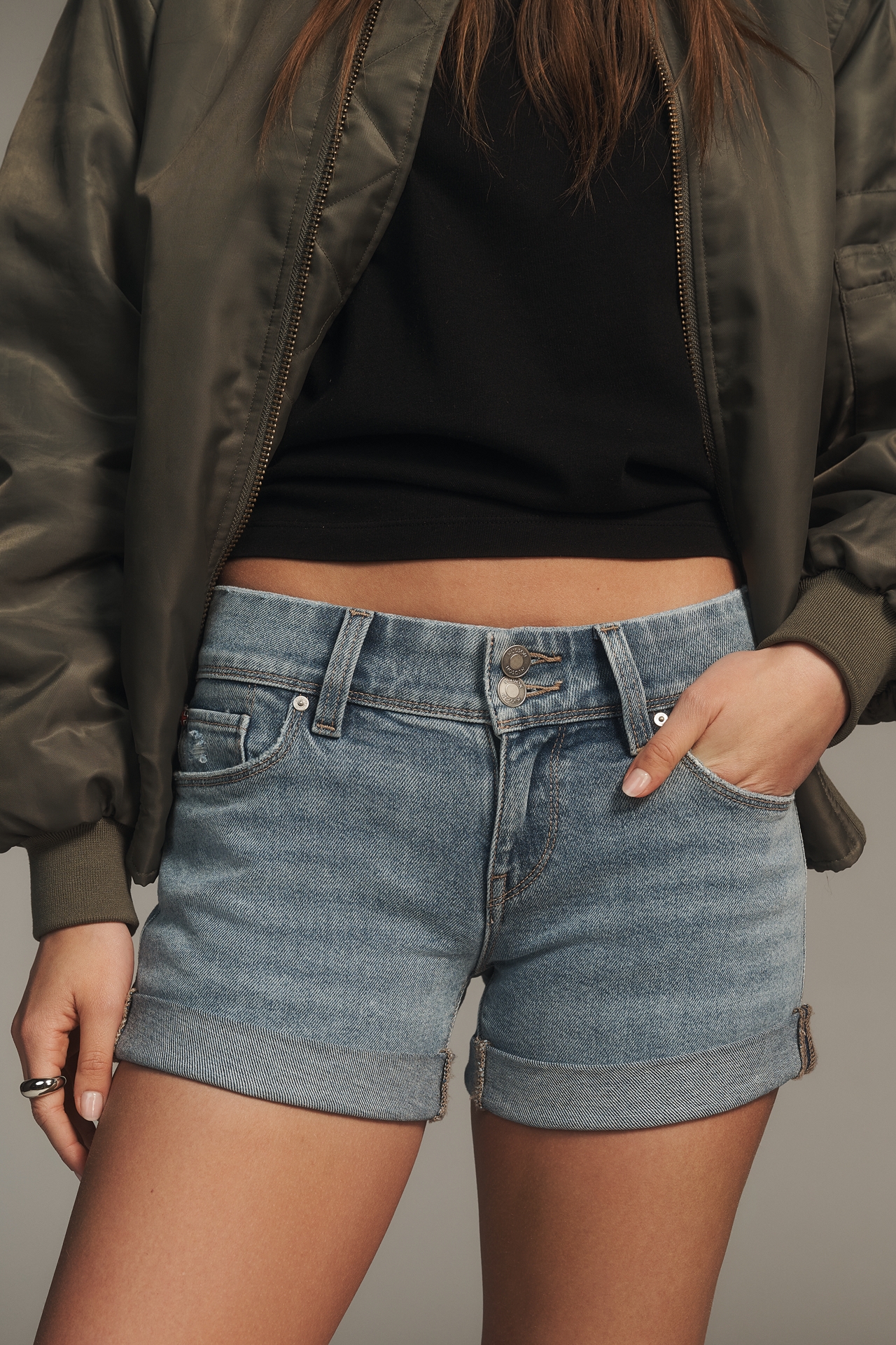 Hudson Croxley Mid-Thigh Cuffed Denim Shorts