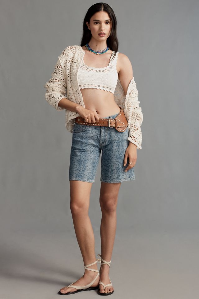 Hudson London Low-Rise Long Denim Shorts #3