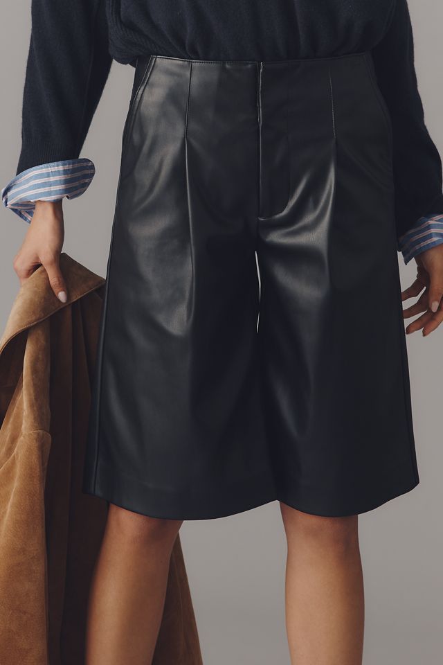 Hudson Faux Leather Pleated Trouser Bermuda Shorts #2