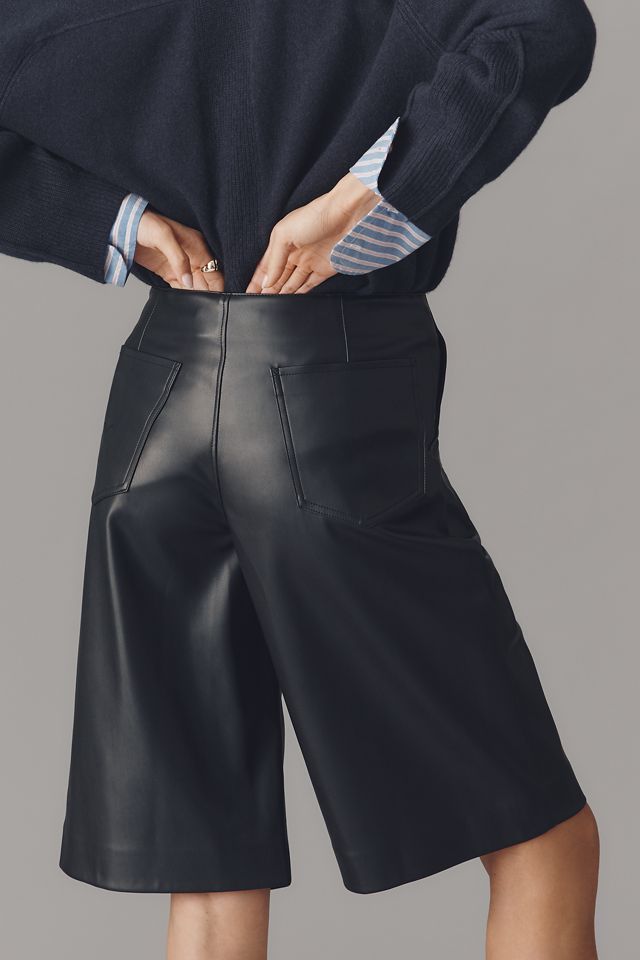 Hudson Faux Leather Pleated Trouser Bermuda Shorts #4