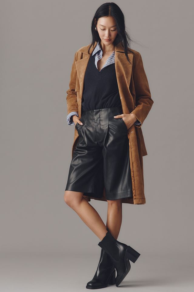 Hudson Faux Leather Pleated Trouser Bermuda Shorts #1