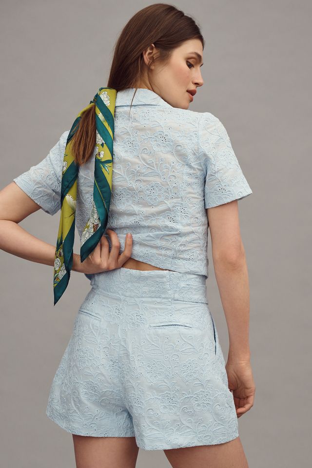 Walter Baker Marcel Seychelles Embroidered Paperbag Shorts #2