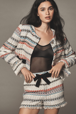 WALTER BAKER JACKIE MID-RISE BOUCLÉ TWEED SHORTS 