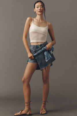 Rag & Bone Belina Wrap Denim Skort In Blue