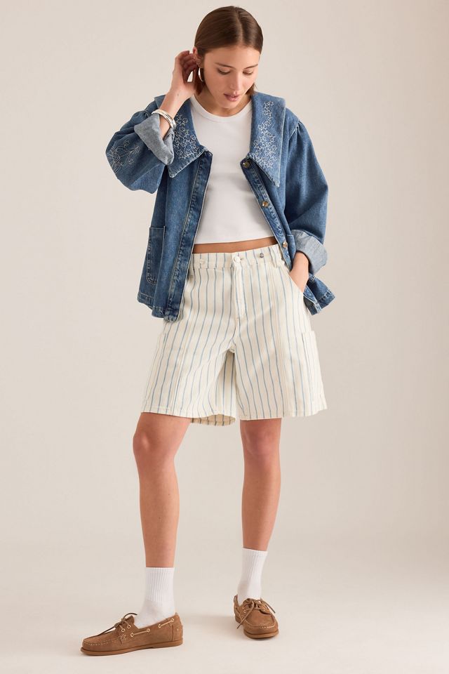 Seventy + Mochi Shorts in Denim Ali a Righe con Linguetta #3