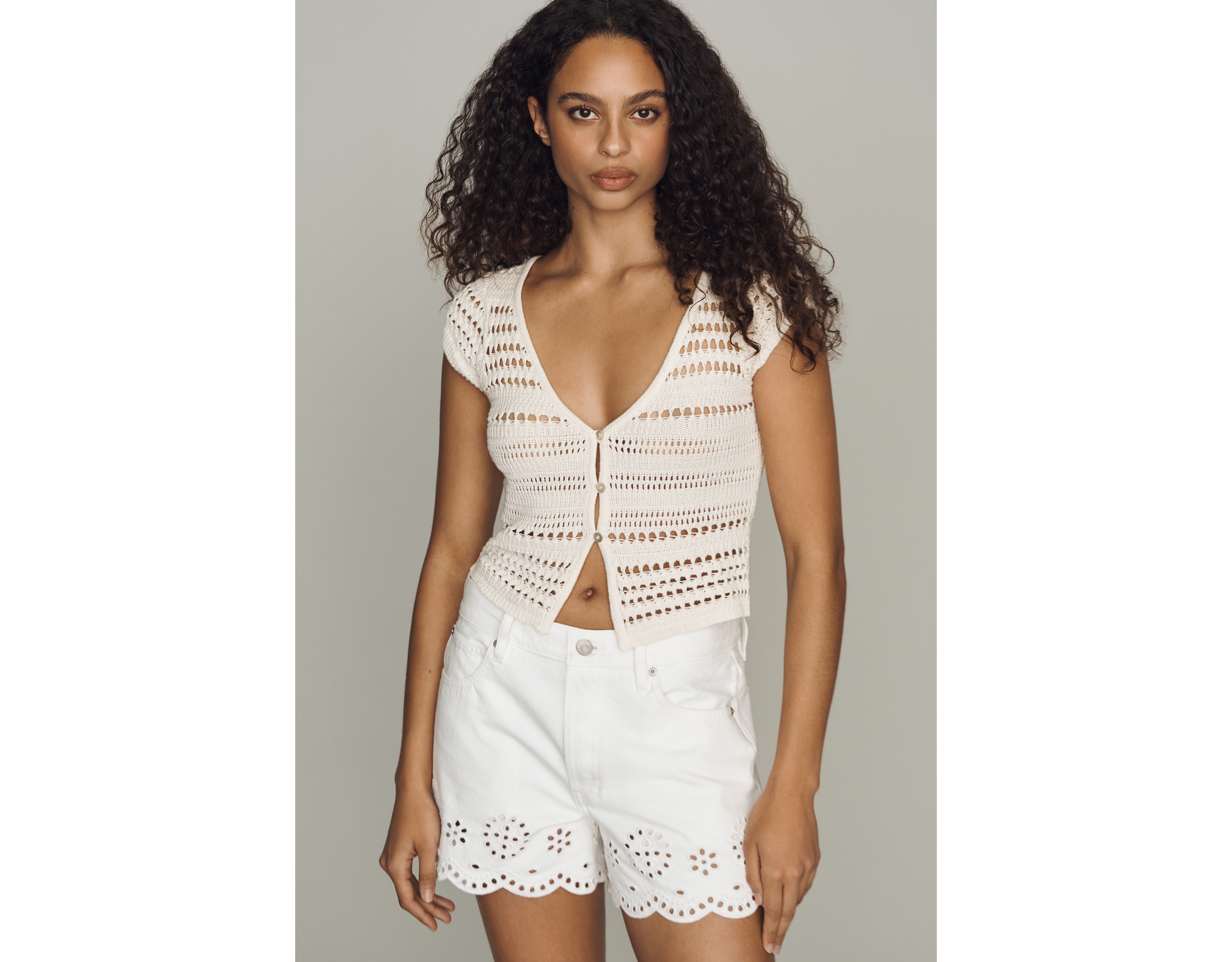 FRAME Cotton Eyelet Shorts