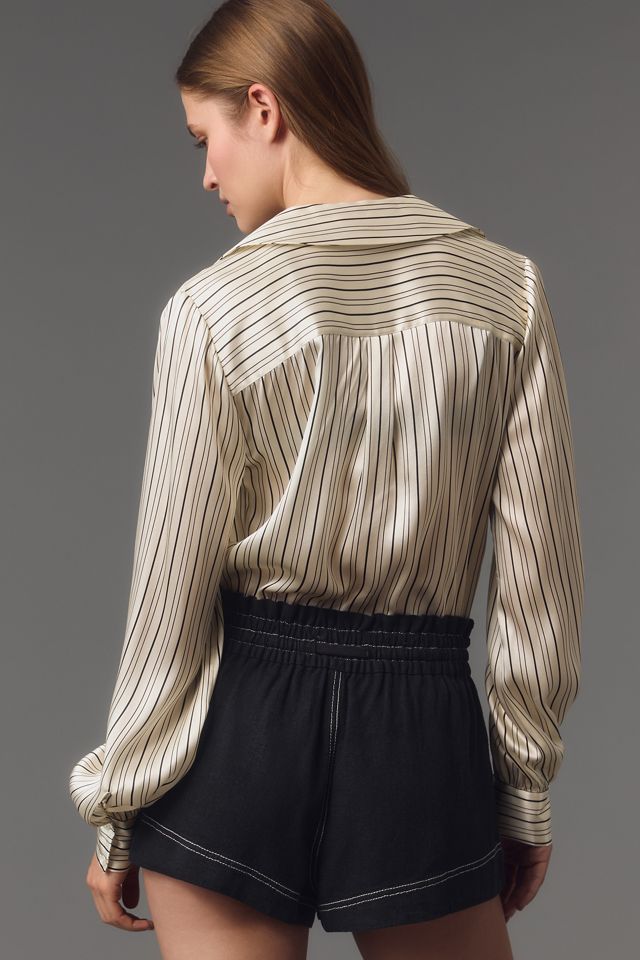 By Anthropologie Linen Pitched Tie-Waist Shorts #2
