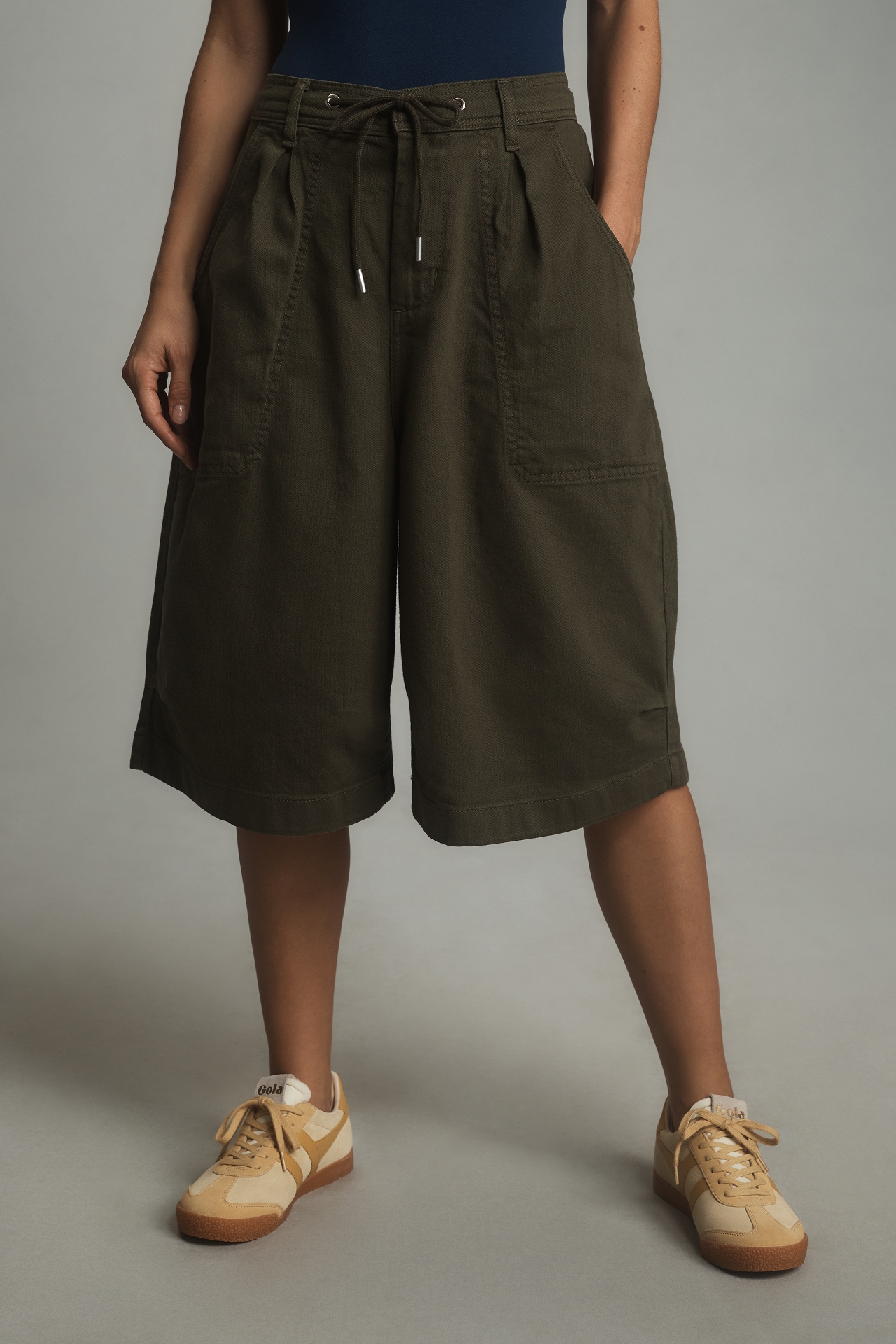 By Anthropologie Long Baggy Camo Shorts