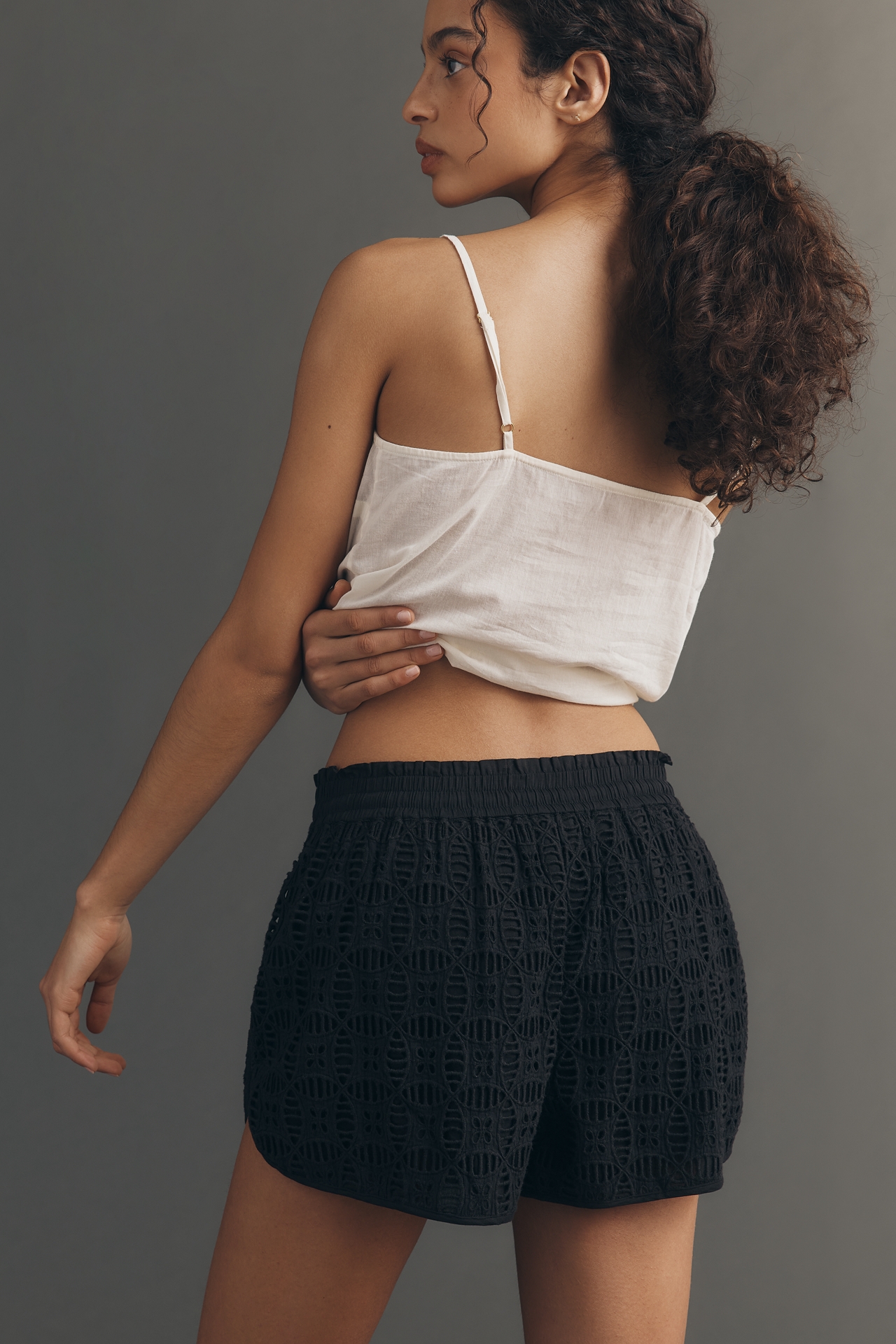 Ollari Eyelet Track Shorts