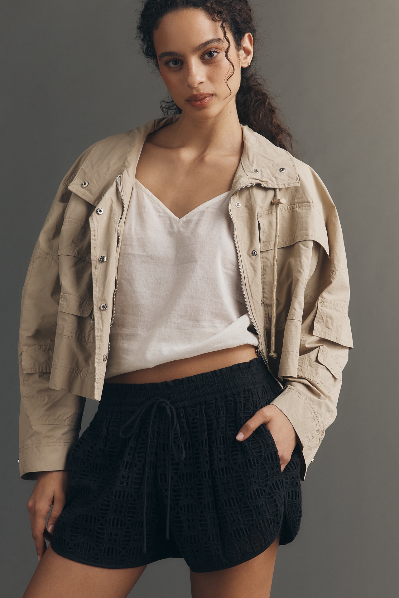 Ollari Eyelet Track Shorts