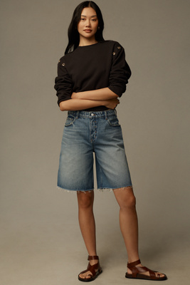 PILCRO CLASSIC BERMUDA DENIM SHORTS 