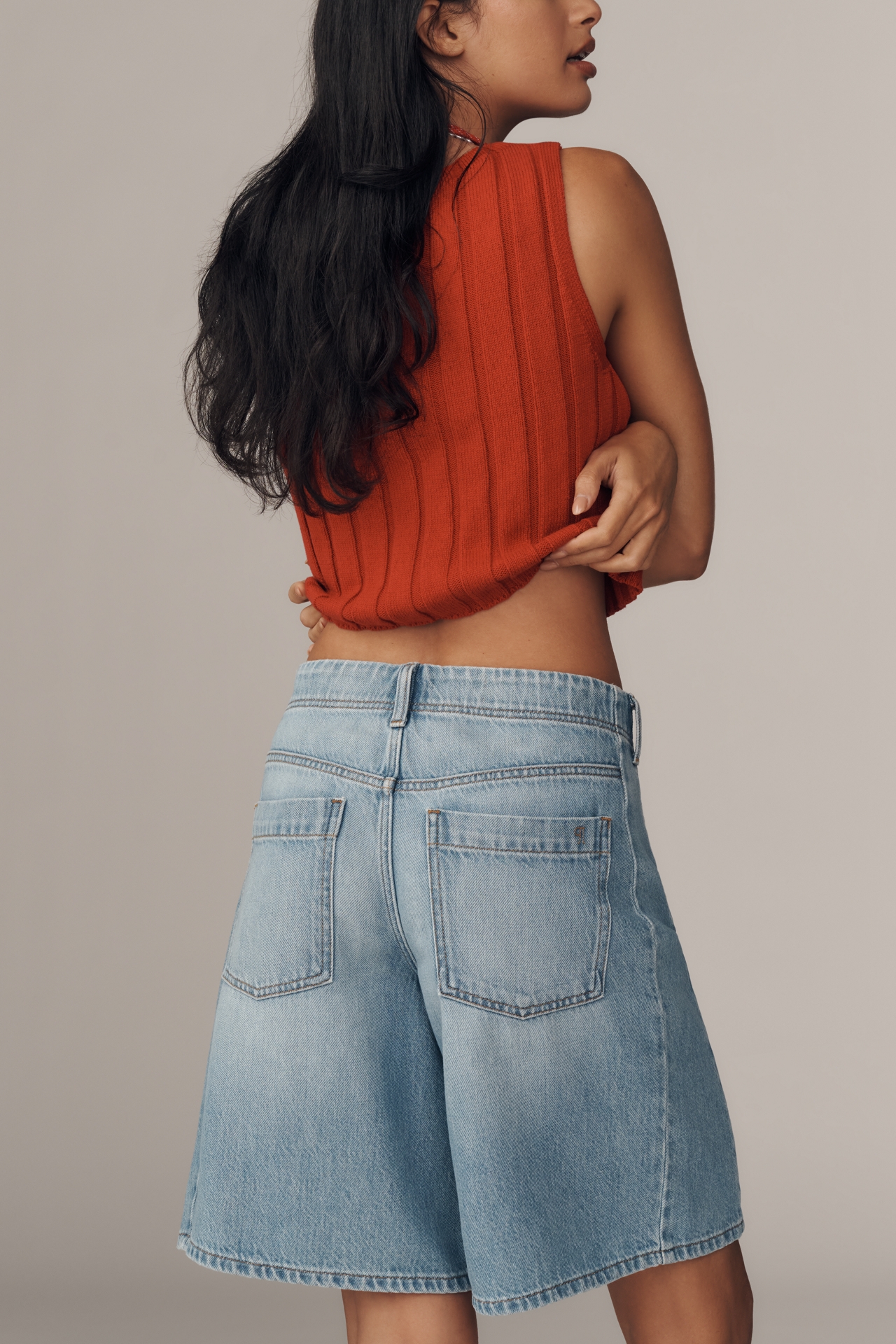 The Adi Mid-Rise Relaxed Bermuda Shorts by Pilcro