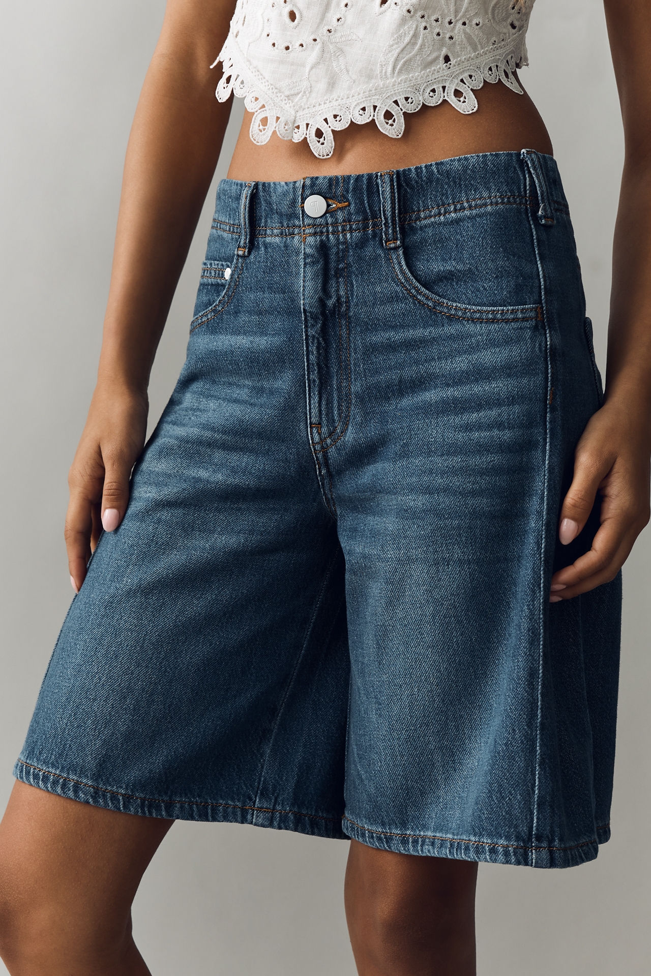 Adi Mid-Rise Relaxed Bermuda Shorts by Pilcro