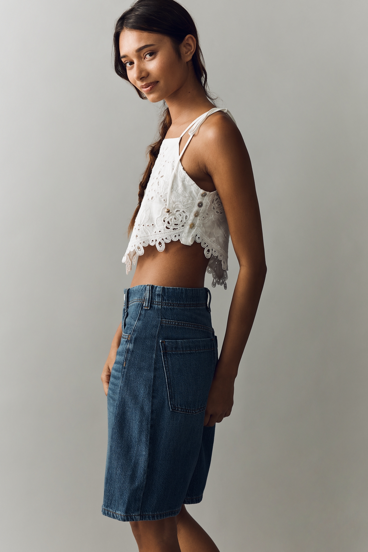 Adi Mid-Rise Relaxed Bermuda Shorts by Pilcro