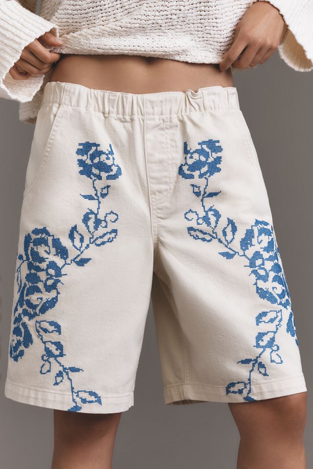 Pilcro Embroidered Pull-On Bermuda Shorts #1