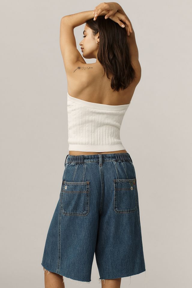 【YOURNUS】Drop Strap Bermuda Pants YUNXINDA Casual Shorts with Elasticated Waist.6615 (US