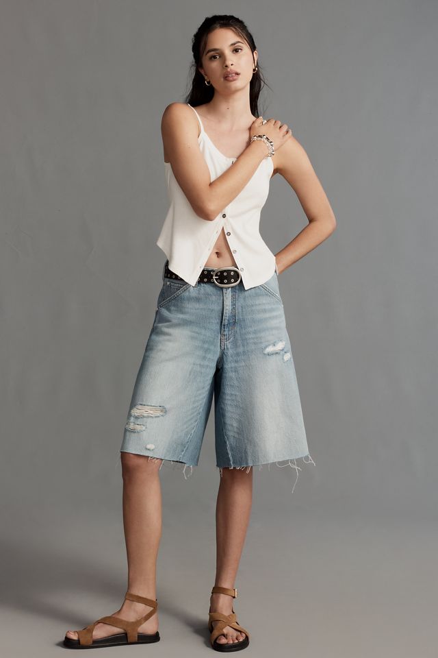 Pilcro Elastic-Back Denim Bermuda Shorts #3