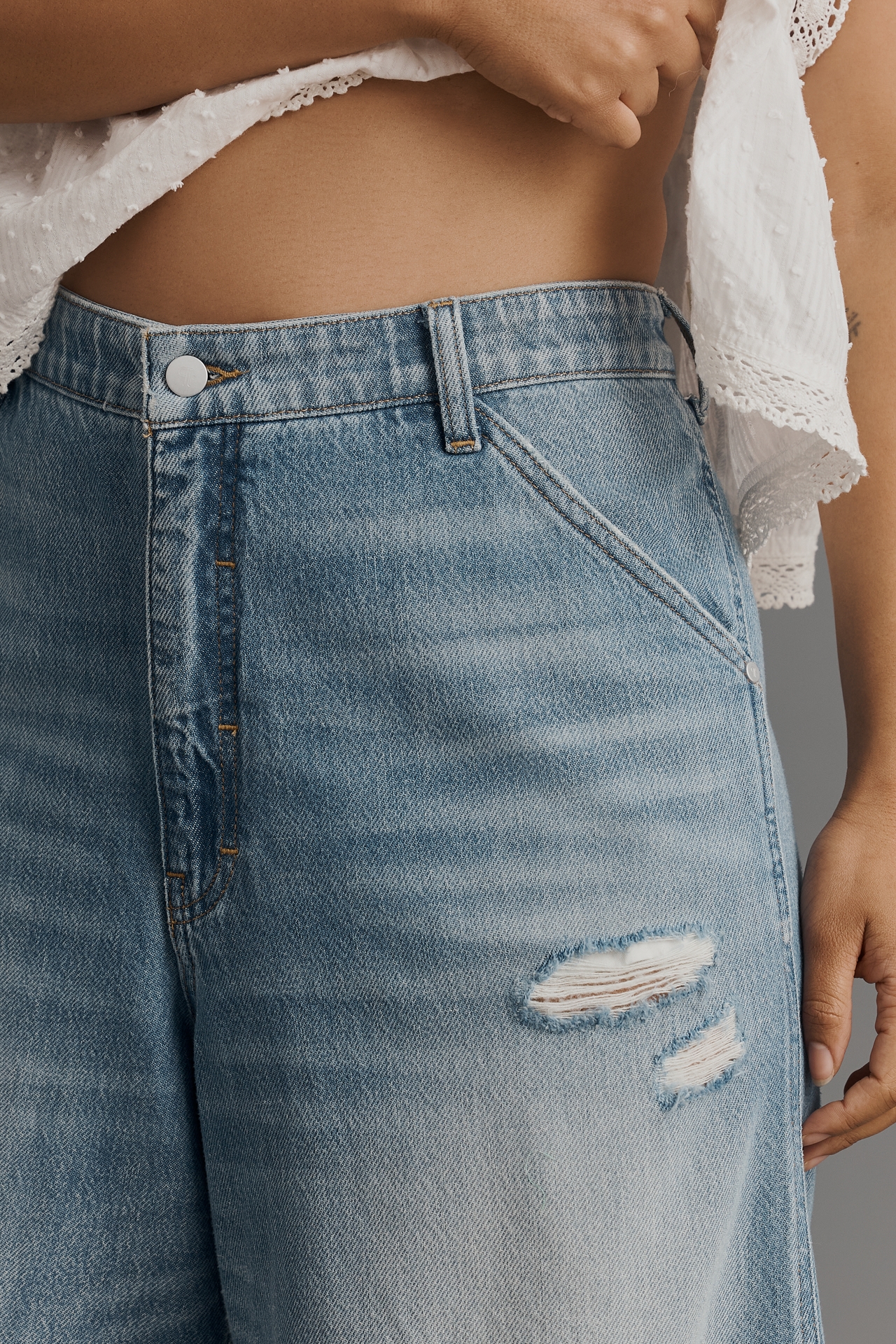 Pilcro Elastic-Back Denim Bermuda Shorts
