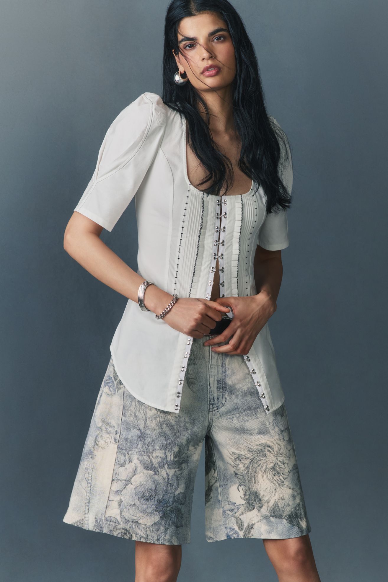 The Adi Mid-Rise Relaxed Bermuda Shorts by Pilcro