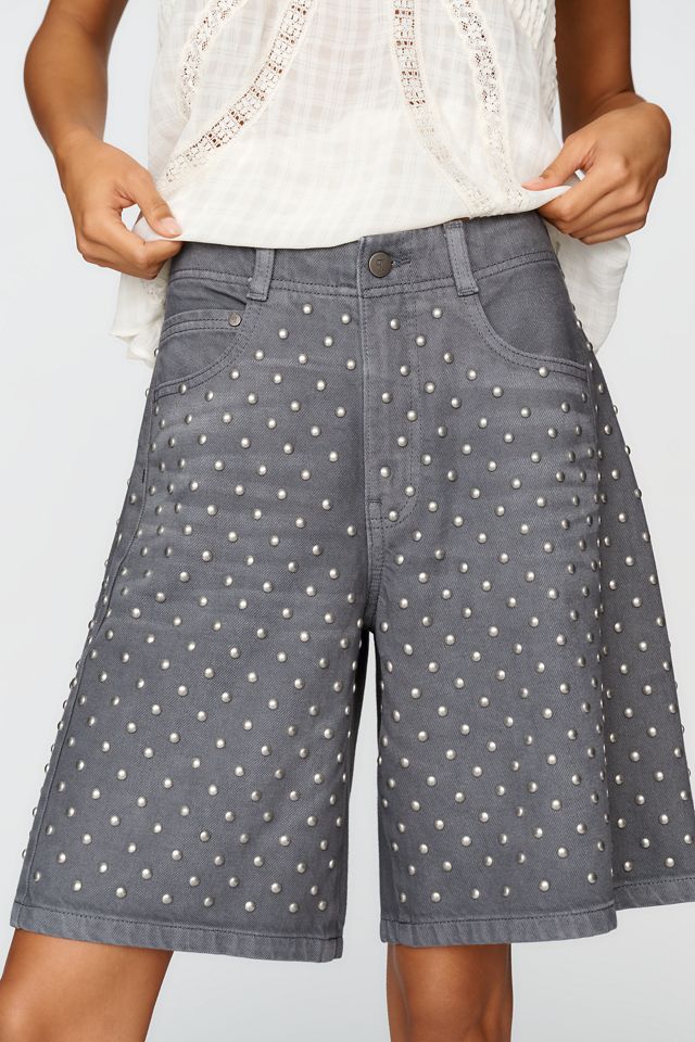 Pilcro Adi Studded Mid-Rise Relaxed Bermuda Shorts #1