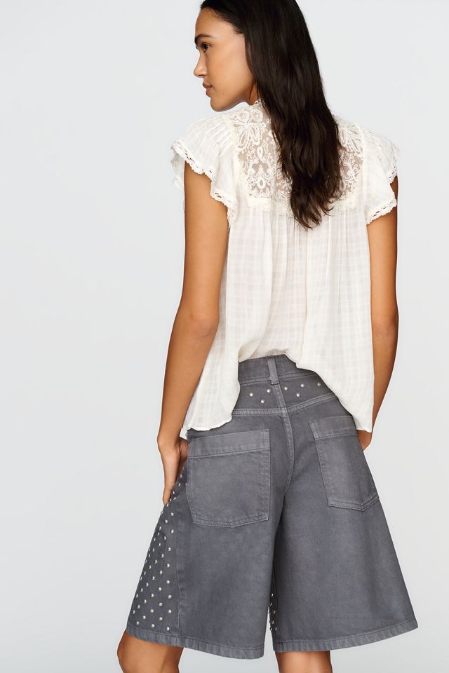 Pilcro Adi Studded Mid-Rise Relaxed Bermuda Shorts #3