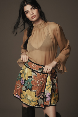 Farm Rio Linen Wrap Skort In Multicolor