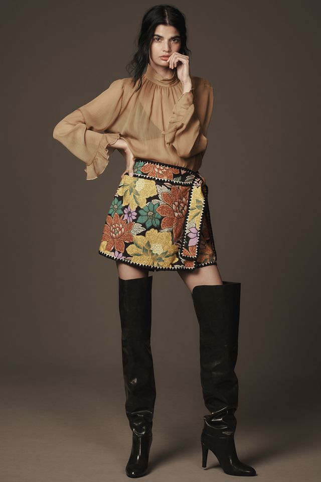 Farm Rio Linen Wrap Skort | Anthropologie