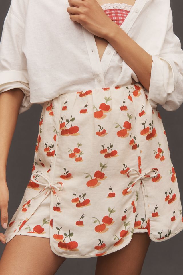 Farm Rio x Anthropologie Cherry Linen Blend Skort #2