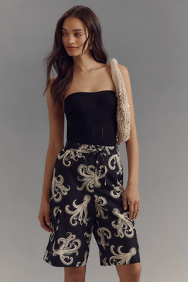 x Anthropologie Octopus-Print Bermuda Shorts