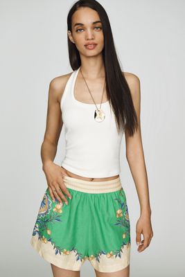 Farm Rio Linen Blend Floral Shorts