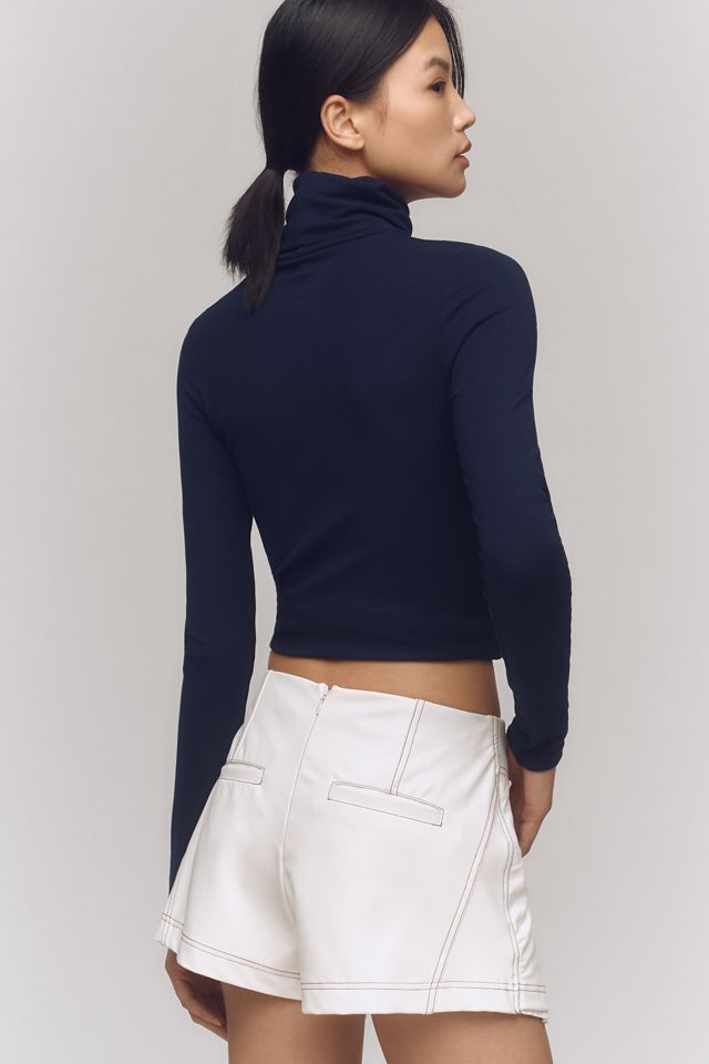 By Anthropologie Pleated Faux Leather Skort #2