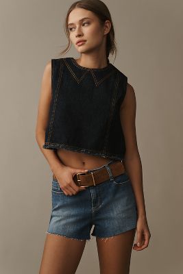 PILCRO MID-RISE MICRO DENIM SHORTS 